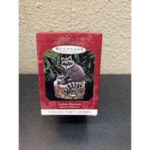 Hallmark Keepsake Ornament Curious Raccoons Majestic Wilderness~1999~NIB‎